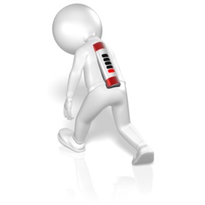 Stick Figure Walking With Low Battery PowerPoint clipart graphic preview.