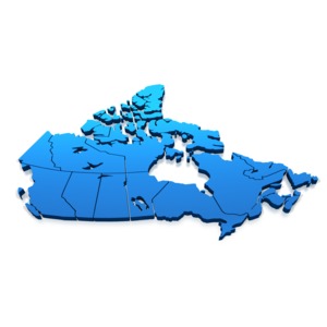 Canada Blue Map PowerPoint clipart graphic preview.