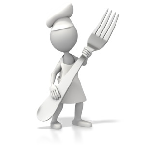 Chef With Giant Fork PowerPoint clipart graphic preview.