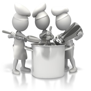 Too Many Cooks PowerPoint clipart graphic preview.