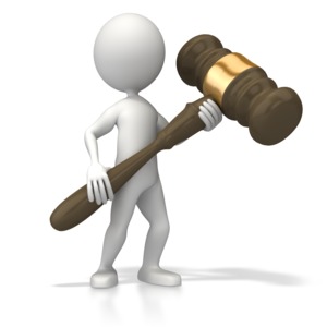 Figure With Gavel PowerPoint clipart graphic preview.