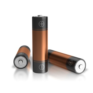 Three Batteries One Standing PowerPoint clipart graphic preview.