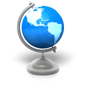 World Globe Stand PowerPoint clipart graphic preview.