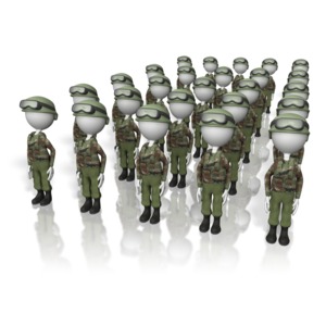 Stick Figure Army PowerPoint clipart graphic preview.
