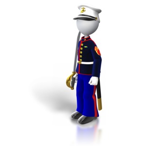 Marine Standing Holding Sword PowerPoint clipart graphic preview.