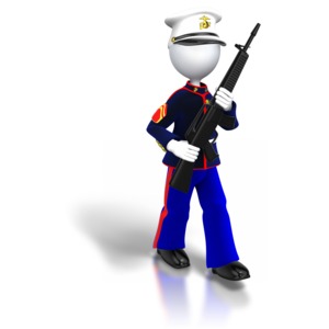 Marine Walking Carrying Gun PowerPoint clipart graphic preview.