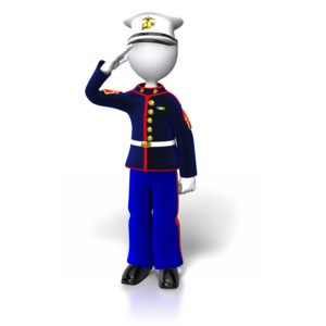 Marine Stand Saluting PowerPoint clipart graphic preview.