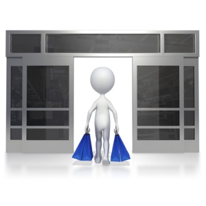 Walking Out Of Store PowerPoint clipart graphic preview.