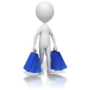 Walking With Shopping Bags PowerPoint clipart graphic preview.