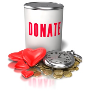 Donation Time Money Heart PowerPoint clipart graphic preview.