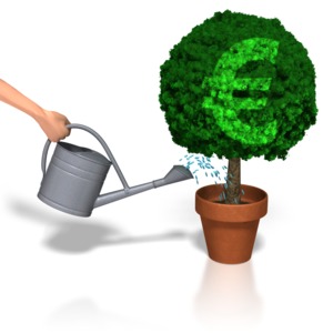 Watering Euro Plant PowerPoint clipart graphic preview.