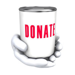 Hold Donate Can PowerPoint clipart graphic preview.