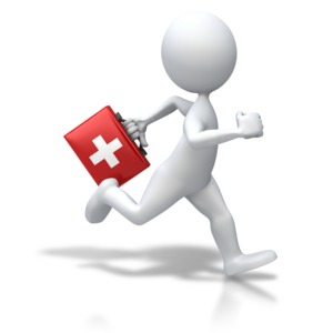 Stick Figure Running First Aid PowerPoint clipart graphic preview.