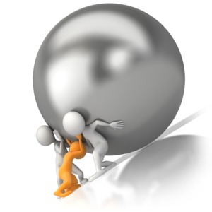 Team Push Burden PowerPoint clipart graphic preview.