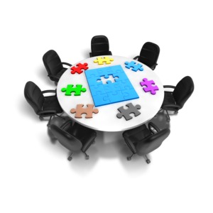 Table Of Puzzle Pieces PowerPoint clipart graphic preview.
