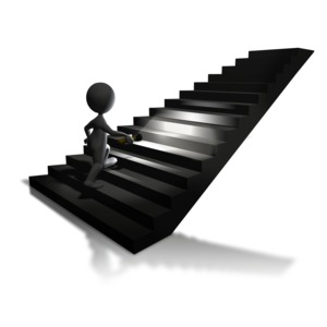 Walking Up Stairs Flashlight PowerPoint clipart graphic preview.