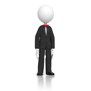 Stick Figure In Tuxedo PowerPoint clipart graphic preview.