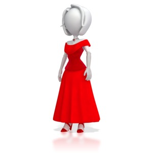 Stick Figure in Elegant Dress PowerPoint clipart graphic preview.