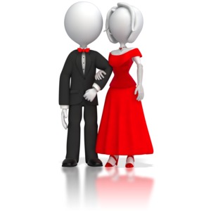 Fancy Stick Figure Couple PowerPoint clipart graphic preview.