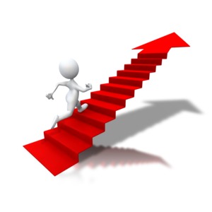 Running Up Arrow Stairs PowerPoint clipart graphic preview.