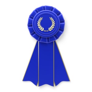 Blue Ribbon PowerPoint clipart graphic preview.