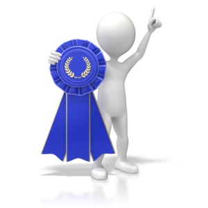 Figure With Blue Ribbon PowerPoint clipart graphic preview.