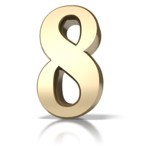 Gold Eight PowerPoint clipart graphic preview.
