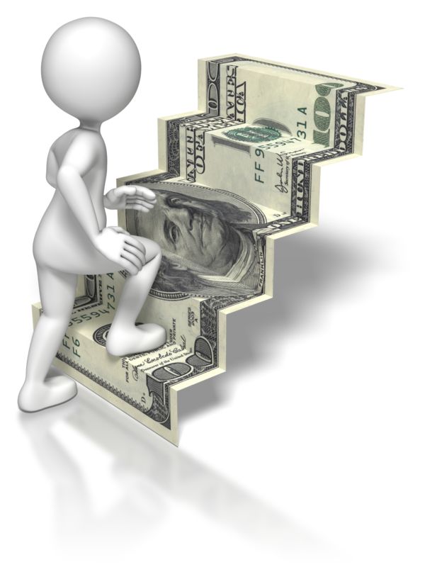High-resolution clipart illustration of Stick Figure Climbing US Money Stairs, designed for corporate operations tracking, strategic business execution, and professional reporting.