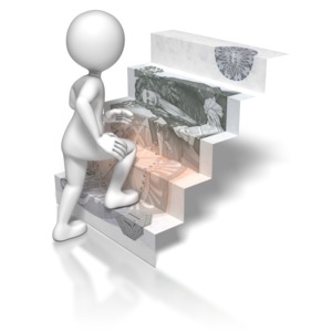 Stick Figure Climbing British Money Stai PowerPoint clipart graphic preview.