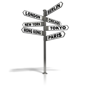 Street Sign World Cities PowerPoint clipart graphic preview.