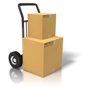Boxes On A Dolly PowerPoint clipart graphic preview.