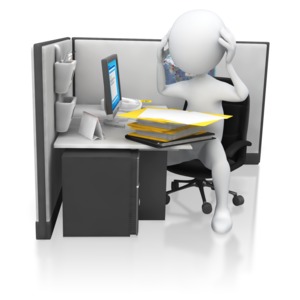 Office Worker Getting Frustrated PowerPoint clipart graphic preview.