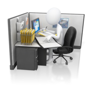 Stick Figure Office Worker Hard At Work PowerPoint clipart graphic preview.