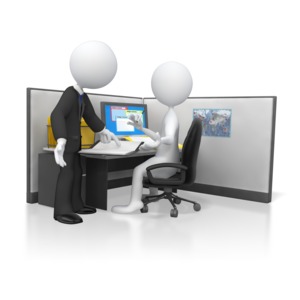 Boss Giving Direction on Employees Work PowerPoint clipart graphic preview.