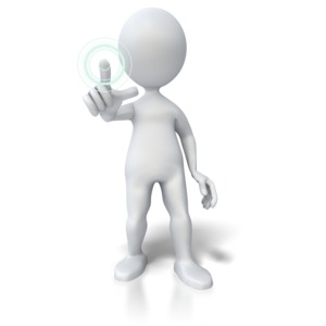 Pushing Hologram Button PowerPoint clipart graphic preview.
