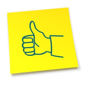 Yellow Sticky Note Thumbs Up PowerPoint clipart graphic preview.