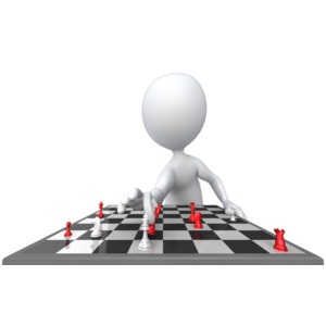 Stick Figure Check Mate PowerPoint clipart graphic preview.