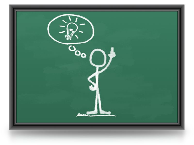 High-resolution clipart illustration of Chalk Figure Light bulb Idea, designed for corporate project kickoff meetings, creative strategy brainstorming, and innovative product development pitches.