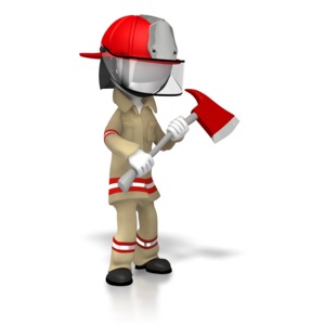 Suited Firefighter With Axe PowerPoint clipart graphic preview.