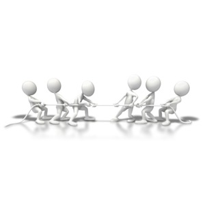 Teams Tug Of War PowerPoint clipart graphic preview.