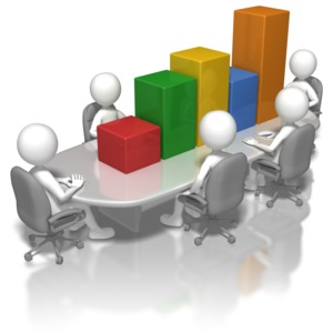 Bar Graph Conference Table PowerPoint clipart graphic preview.