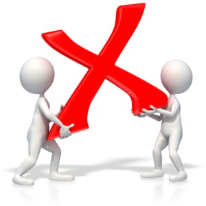Stick Figures Carrying X Mark PowerPoint clipart graphic preview.