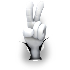 Hole Hand Number Two - Peace PowerPoint clipart graphic preview.