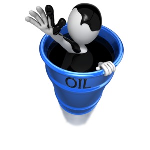 Stick Figure In Oil Barrel PowerPoint clipart graphic preview.
