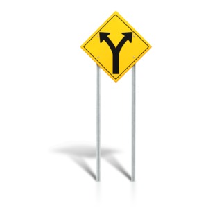 Road Sign - Fork in Road PowerPoint clipart graphic preview.
