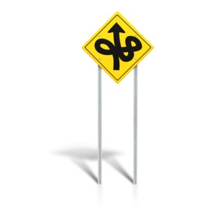 Chaotic Road Sign PowerPoint clipart graphic preview.