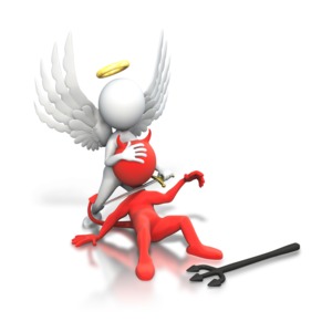 Good Winning Vs Evil PowerPoint clipart graphic preview.
