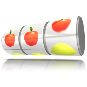 Slot Machine Reels Apple Jackpot PowerPoint clipart graphic preview.