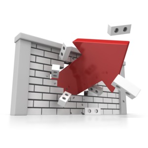 Brick Wall Arrow Breakout PowerPoint clipart graphic preview.