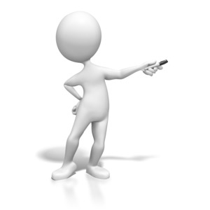 Stick Figure Presenting With Pen PowerPoint clipart graphic preview.